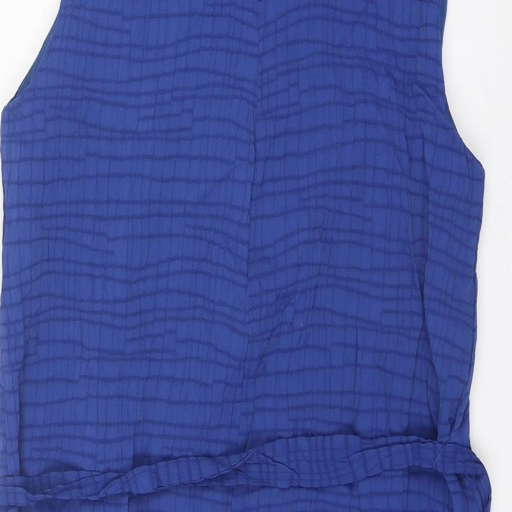 Country Casuals Womens Blue Striped Polyester Mini Size 16 Round Neck Zip