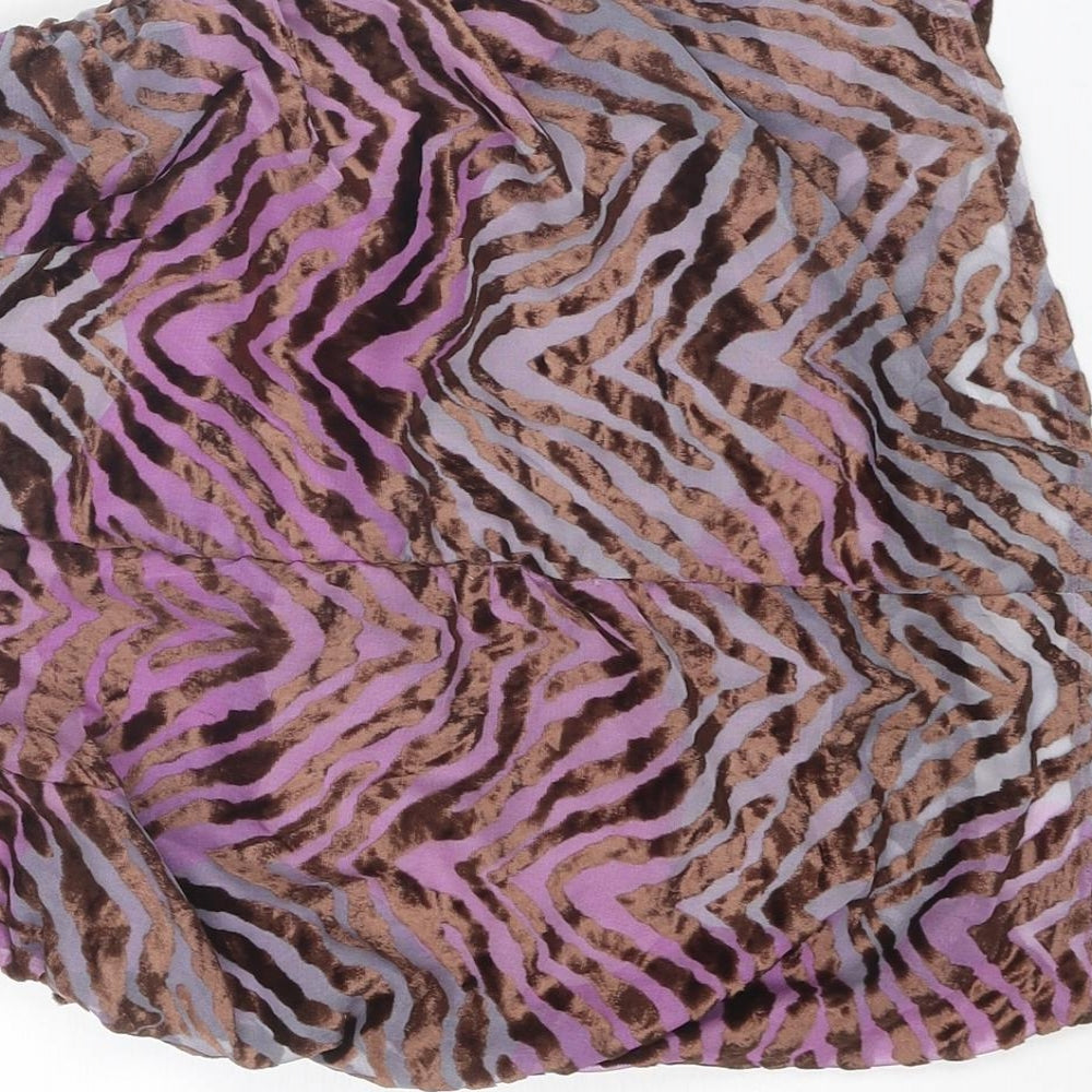 PRETTYLITTLETHING Womens Multicoloured Animal Print Polyester Mini Skirt Size 8 Zip - Ruched Detail