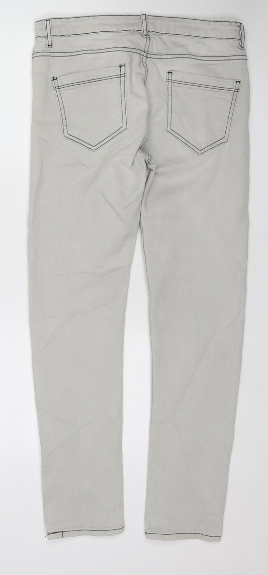 Mens UK Size 32 in Denim & Co. Regular Fit Skinny Grey Jeans