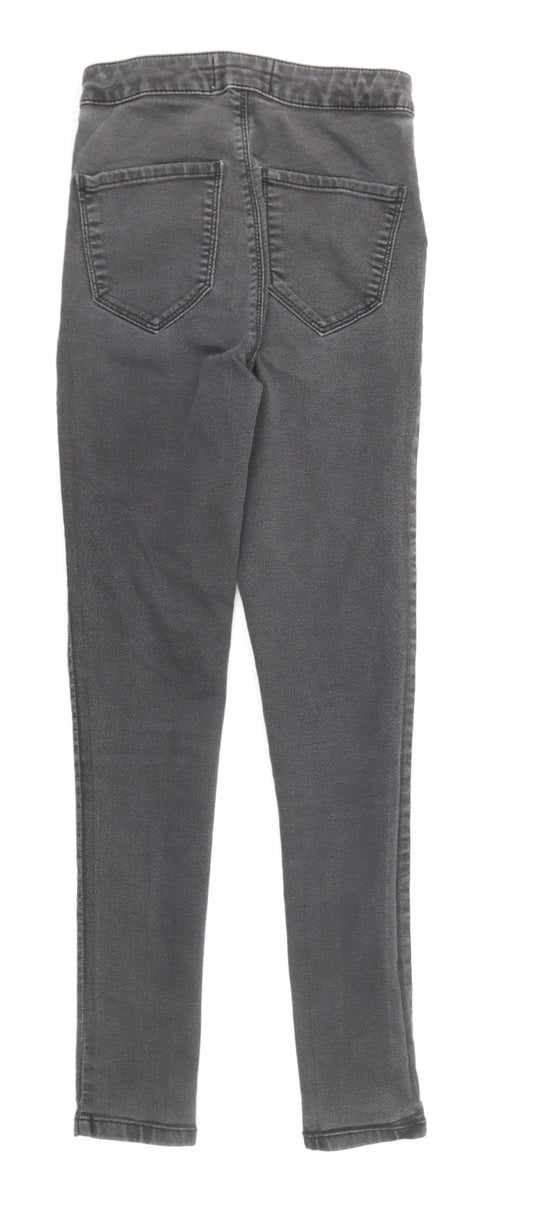 Miss Selfridge Womens Grey Cotton Skinny Jeans Size 8 L25 in Regular Zip