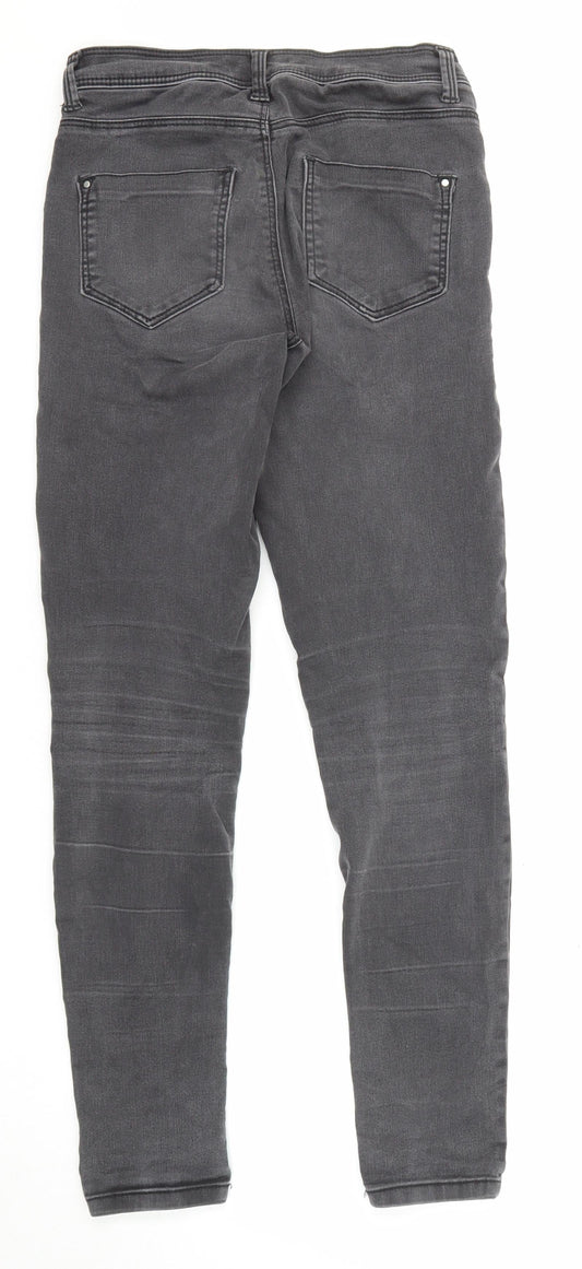 Dorothy Perkins Womens Grey Cotton Skinny Jeans Size 8 L28 in Regular Zip