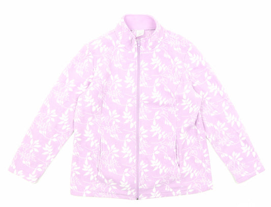 Additional front view of Anne De Lancay women’s purple geometric jacket, size UK 14, zip