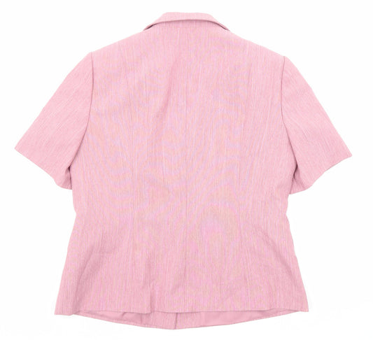 Debenhams Womens Pink Geometric Polyester Basic Button-Up Size 14 Collared