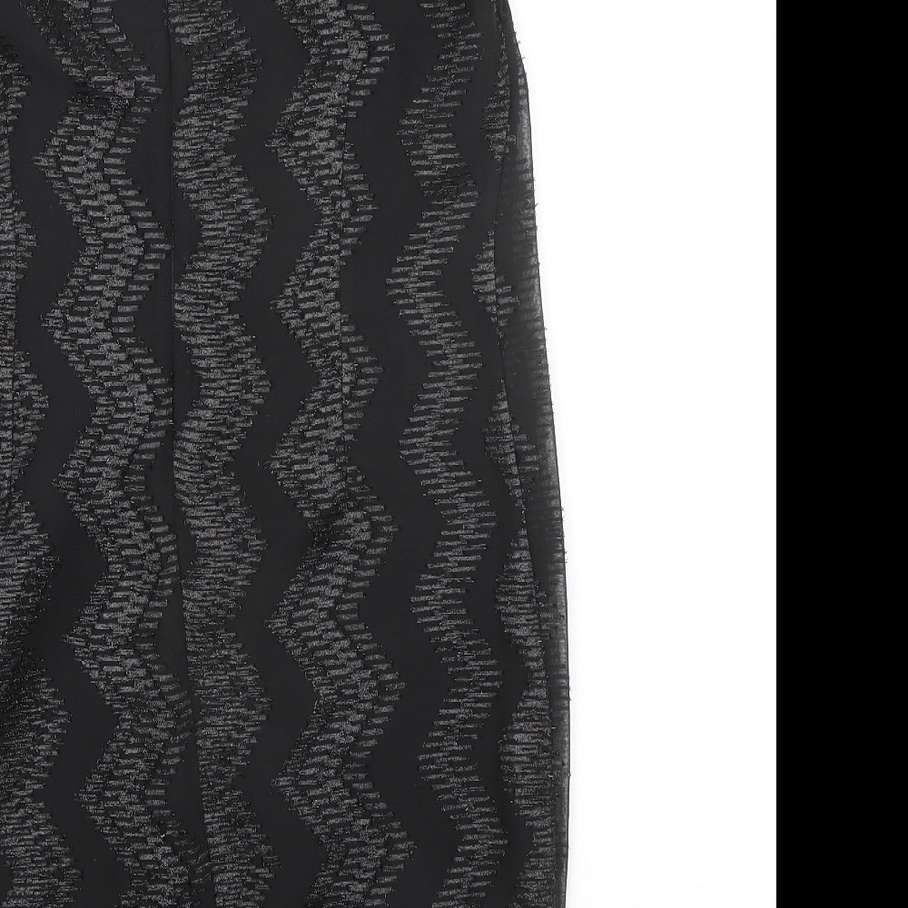 Autograph Womens Black Geometric Polyester Sheath Size 12 Boat Neck Zip