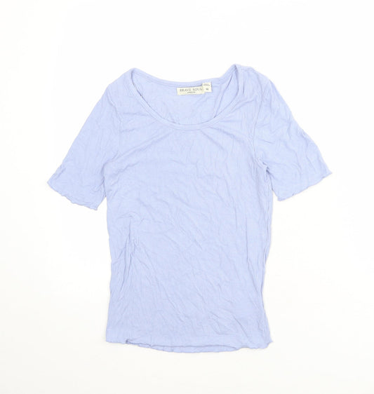 Womens UK Size M Brave Soul Blue Basic T-Shirt