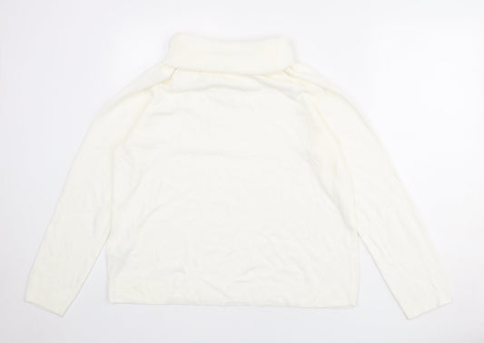 Classic Womens Ivory Roll Neck Acrylic Pullover Jumper Size 18