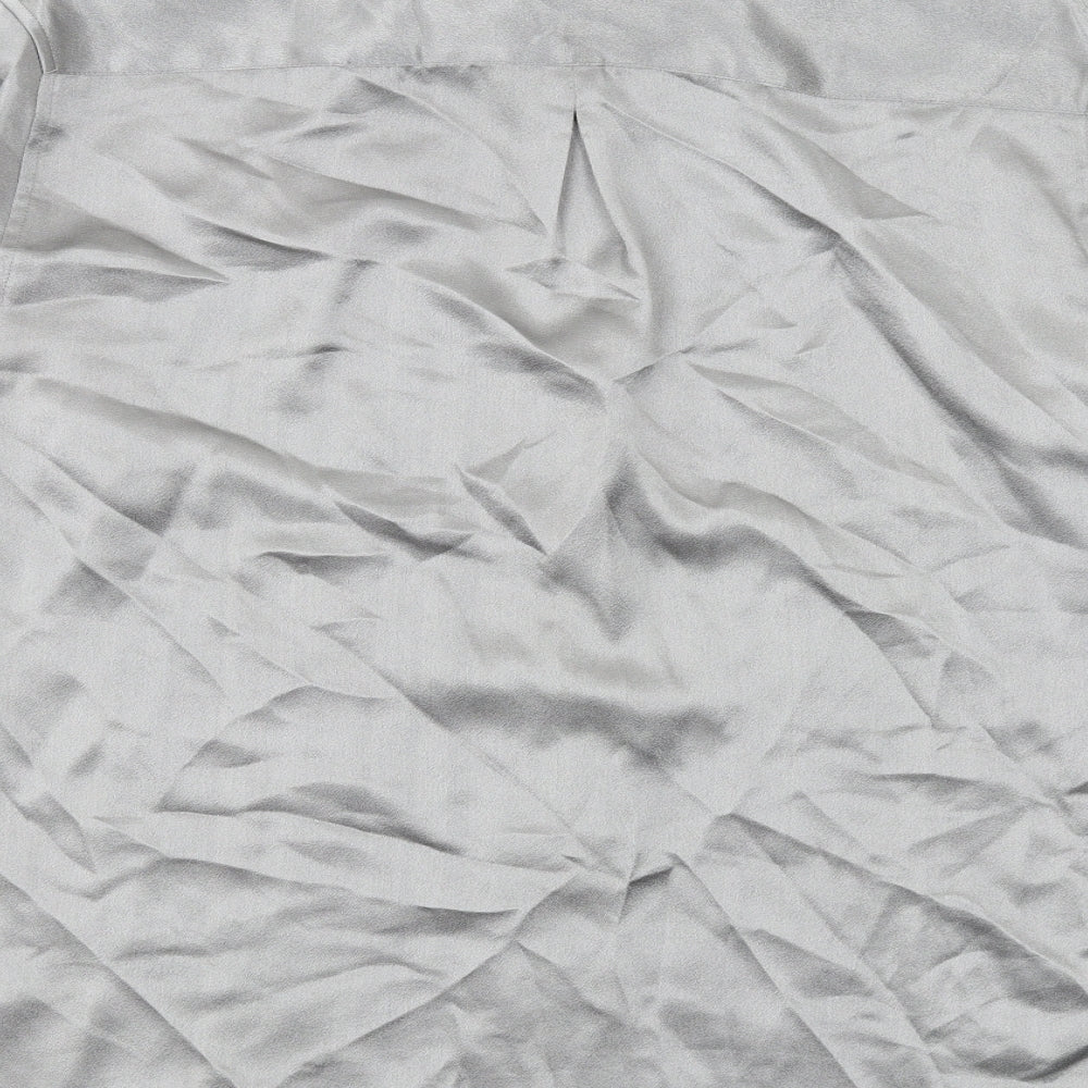 ASOS Mens Silver Polyester Button-Up Size S Collared Button