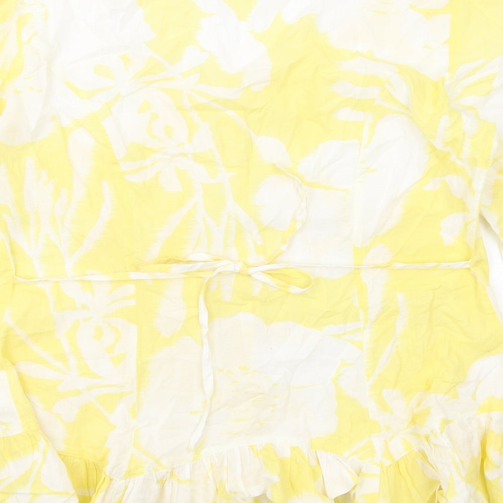 Womens UK Size 10 Per Una Yellow Basic Button-Up