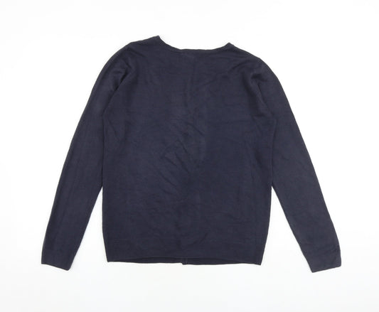 BHS Womens Blue Round Neck Acrylic Cardigan Jumper Size 10