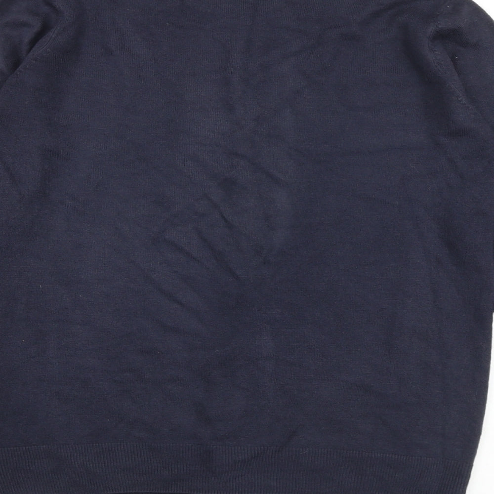 BHS Womens Blue Round Neck Acrylic Cardigan Jumper Size 10