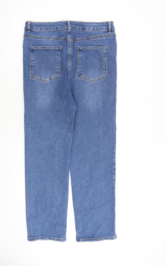 ASOS Womens Blue Cotton Straight Jeans Size 32 in L32 in Regular Zip