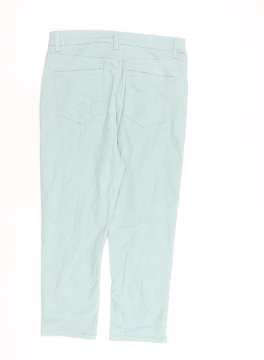 Pebble Bay Womens Green Cotton Straight Jeans Size 14 L22 in Regular Zip