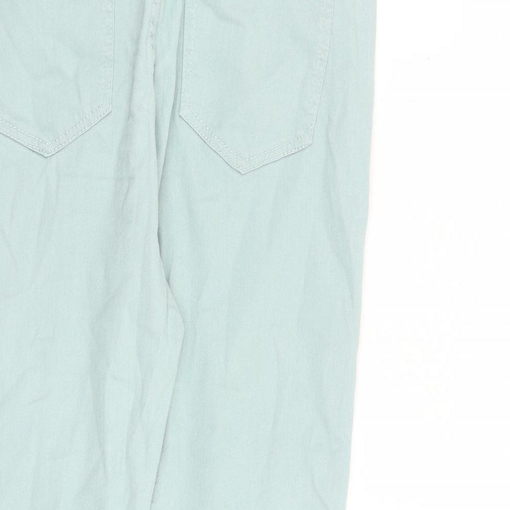 Pebble Bay Womens Green Cotton Straight Jeans Size 14 L22 in Regular Zip