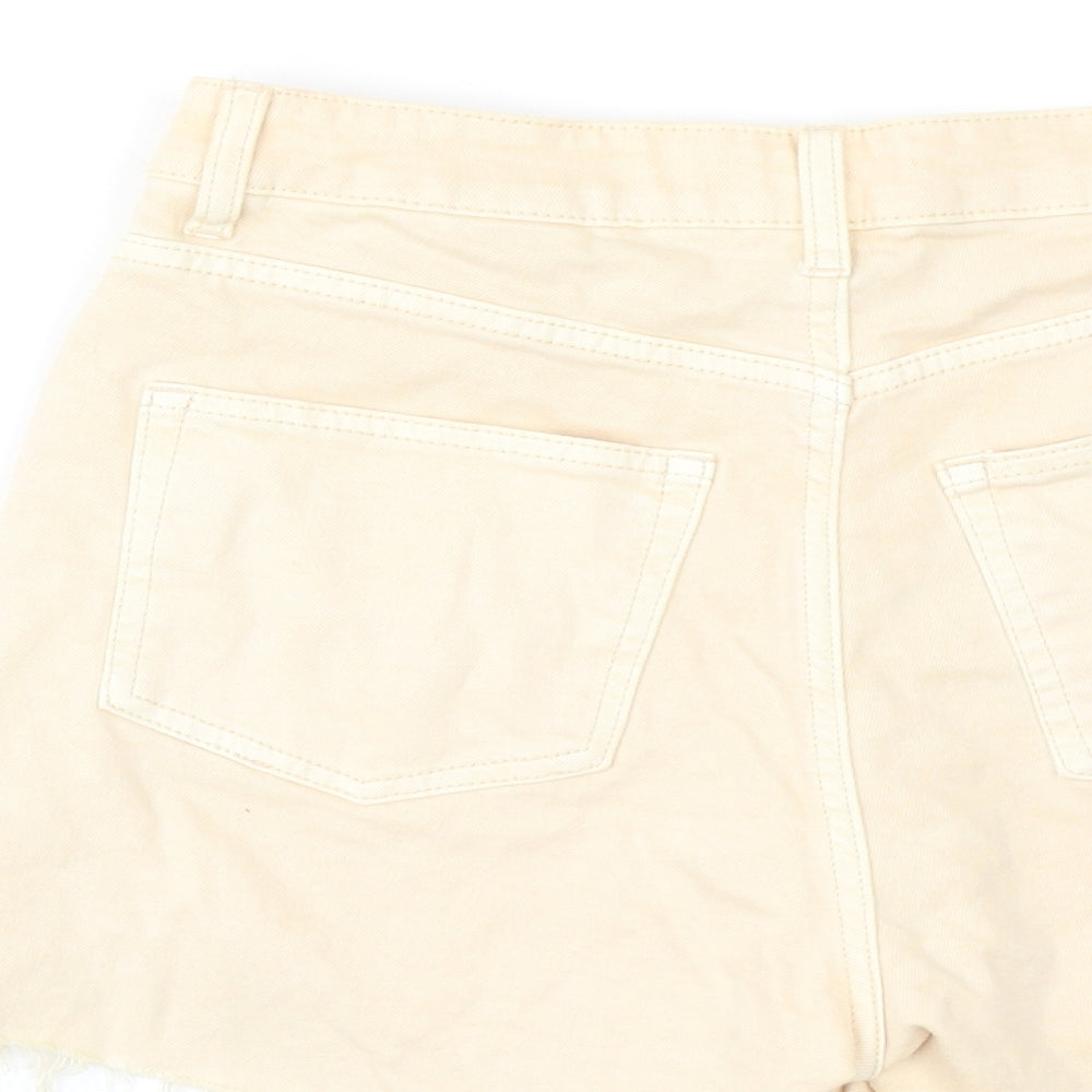 H&M Womens Beige Cotton Cut-Off Shorts Size 8 L3 in Regular Zip