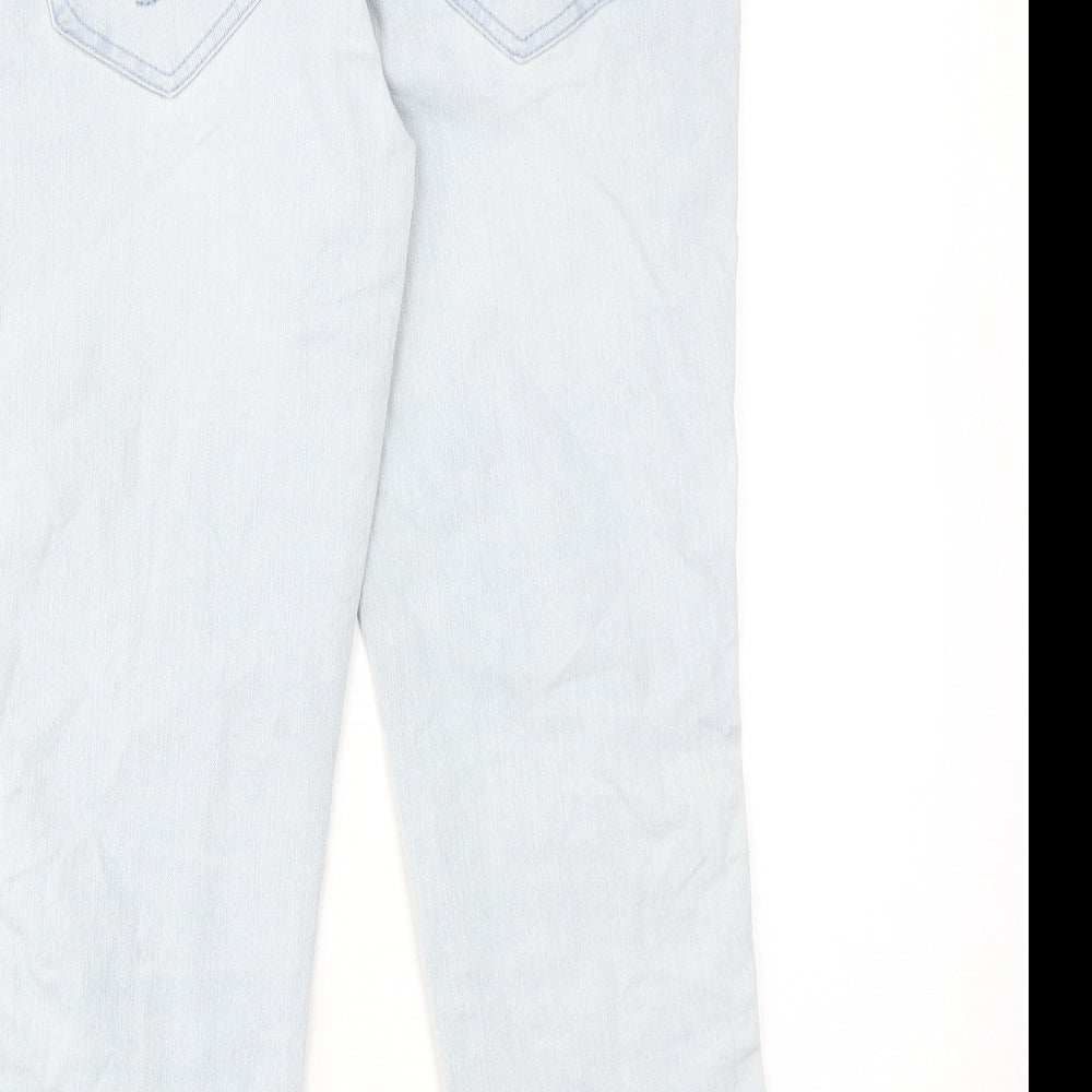 George Womens Blue Cotton Straight Jeans Size 12 L22 in Regular Zip