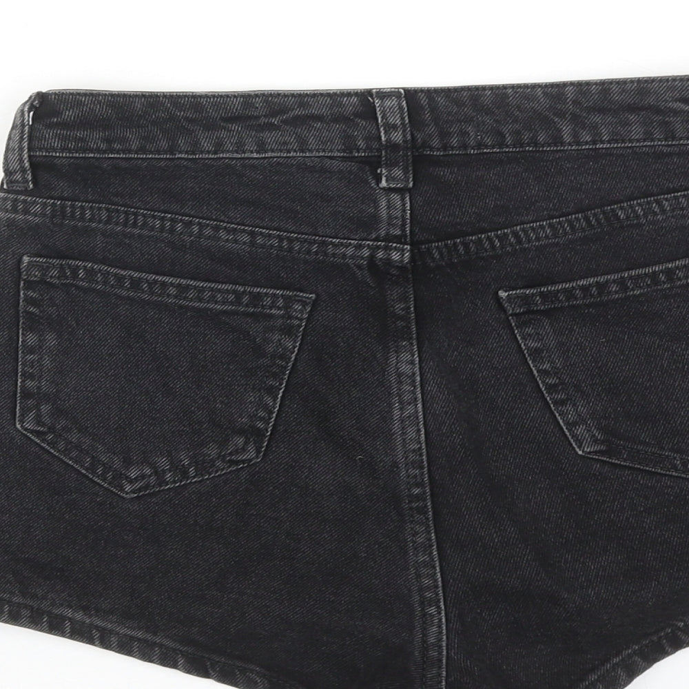 Denim & Co. Womens Black Cotton Hot Pants Shorts Size 4 L3 in Regular Zip