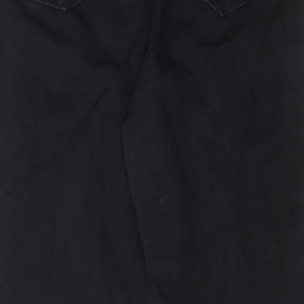 Brand and care label for Denim & Co. women’s black cotton skinny jeans, size UK 14, 25-inch leg regular zip
