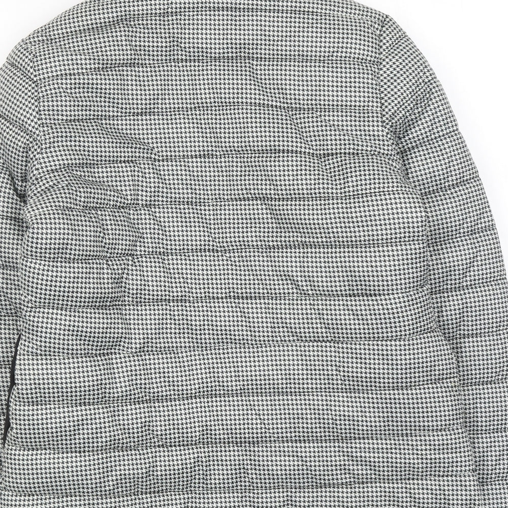 Springfield Womens Black Geometric Quilted Jacket Size S Zip