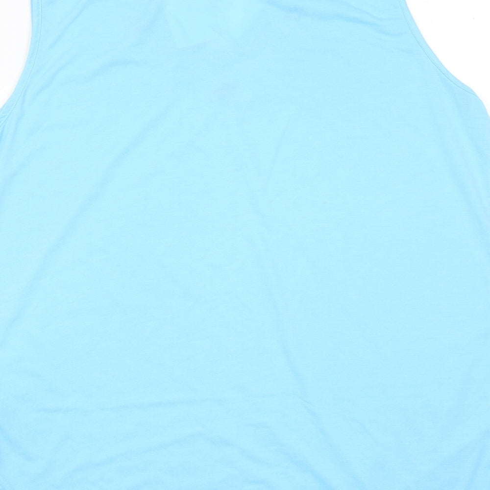 Hoang Womens Blue Polyester Basic Tank Size XL V-Neck