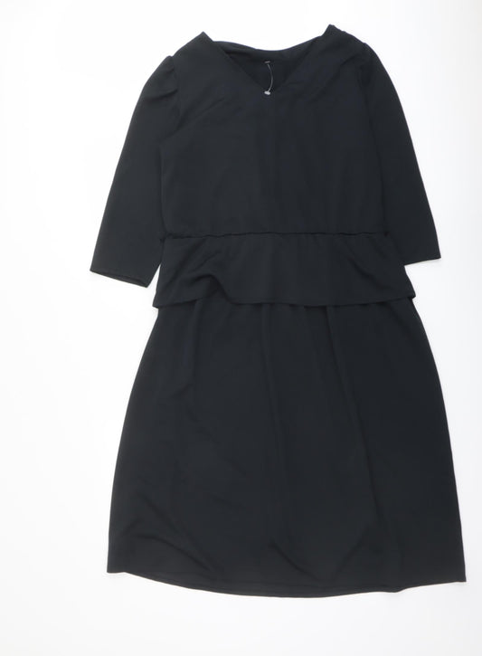 C&A Womens Black Polyester A-Line Size 12 Cowl Neck Pullover