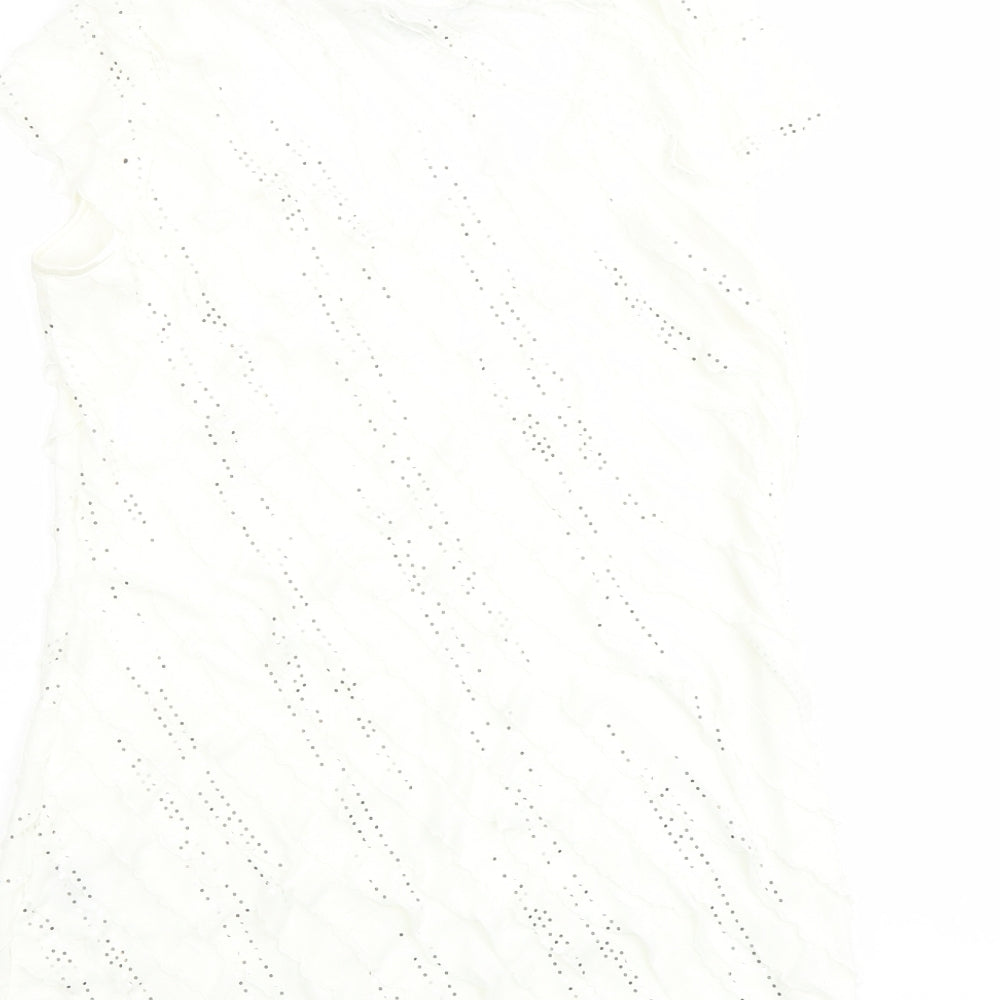 Womens UK Size 12 Roman Ivory Basic T-Shirt