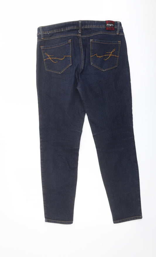 Fragile Womens Blue Cotton Skinny Jeans Size 32 in L27 in Regular Button