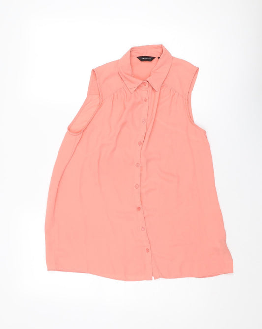 Womens UK Size 12 New Look Pink Basic Button-Up
