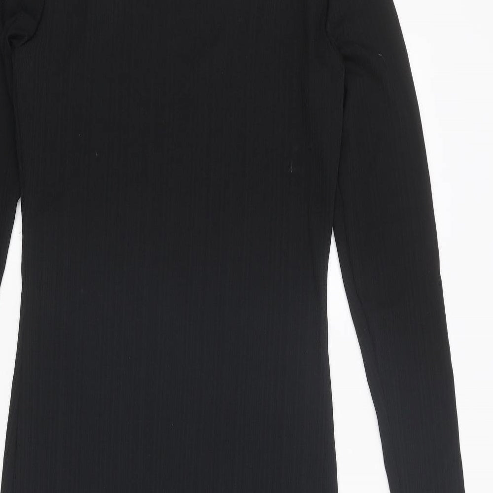 Fire & Glory Womens Black Polyester Shift Size M V-Neck Pullover - Cold Shoulder