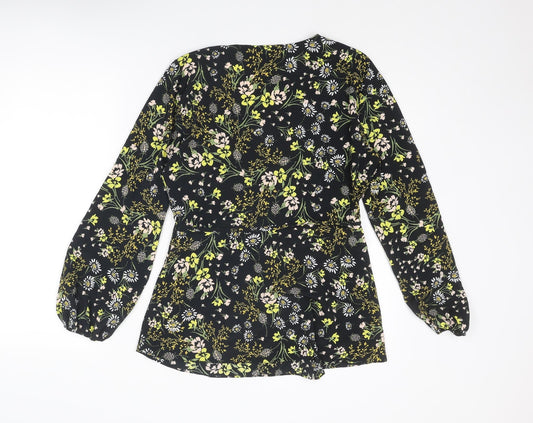 Wallis Womens Multicoloured Floral Polyester Wrap Blouse Size 12 V-Neck