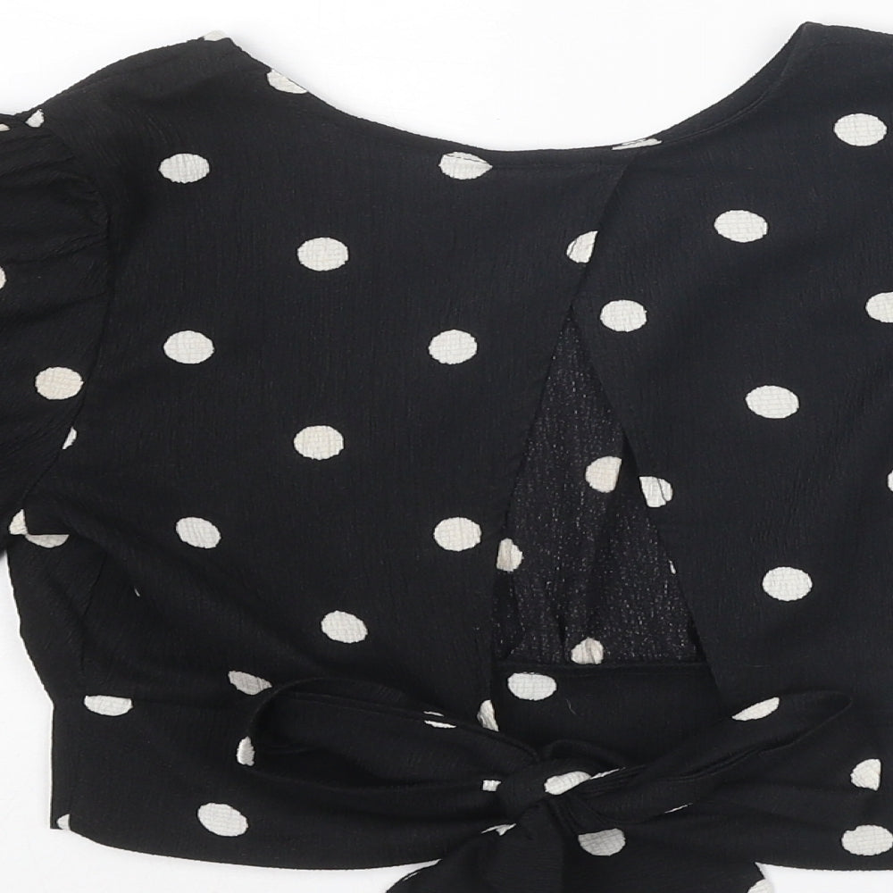 Womens UK Size XS H&M Black Cropped Blouse