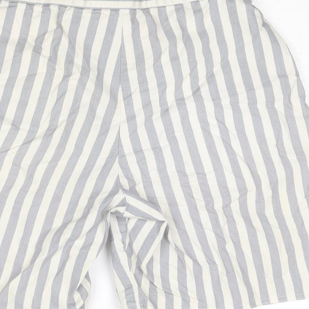 Globe Trotter Womens Grey Striped Cotton Culotte Shorts Size 24 in L6 in Regular Zip
