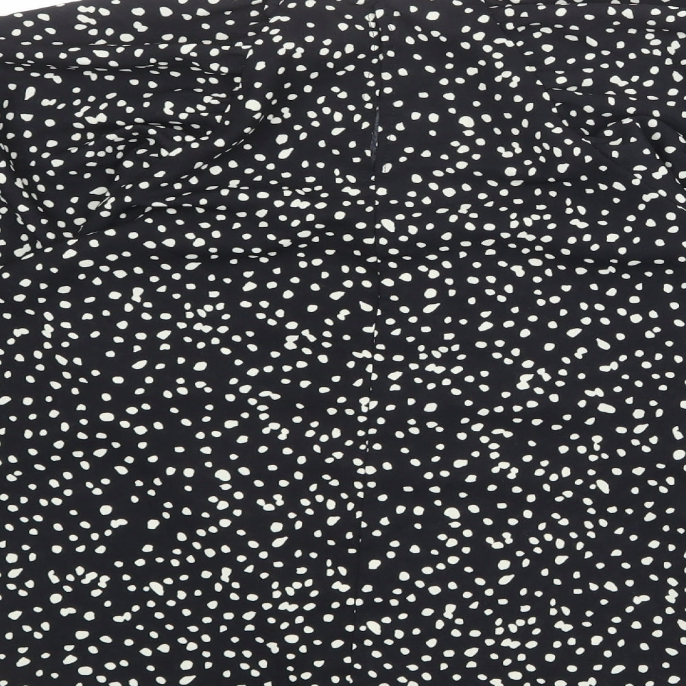 AX Paris Womens Black Animal Print Polyester Basic Blouse Size 8 Round Neck - Spotted