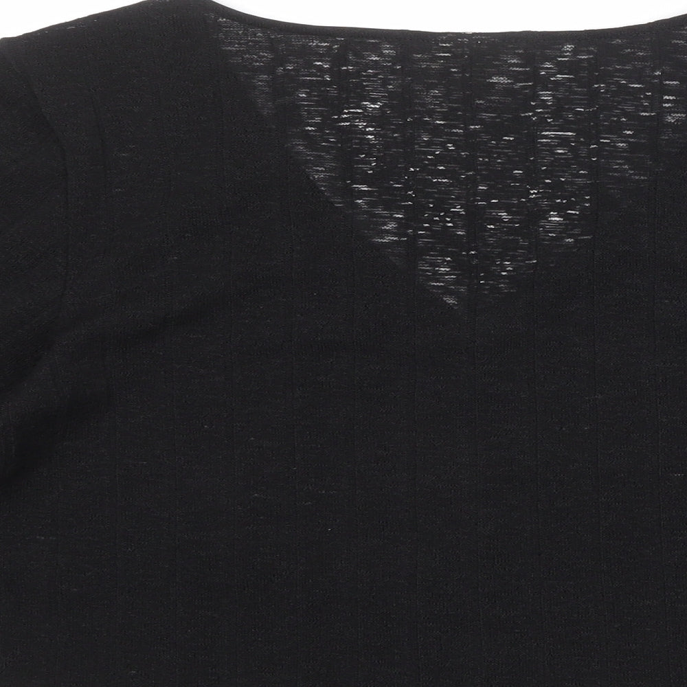 Womens UK Size S H&M Black Basic Button-Up