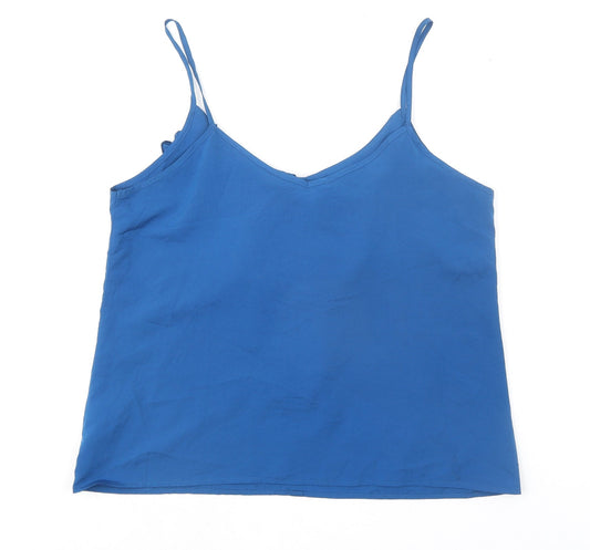 FOREVER 21 Womens Blue Polyester Camisole Tank Size M Scoop Neck