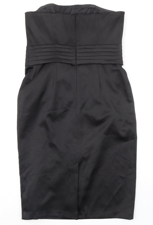 M&Co Womens Black Polyester Mini Size 12 Square Neck Zip - Strapless