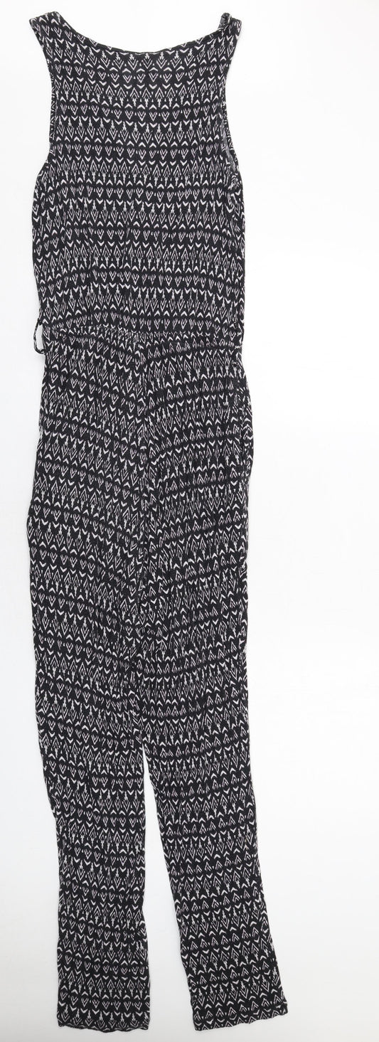 H&M Womens Black Geometric Viscose Jumpsuit One-Piece Size S L29 in Pullover