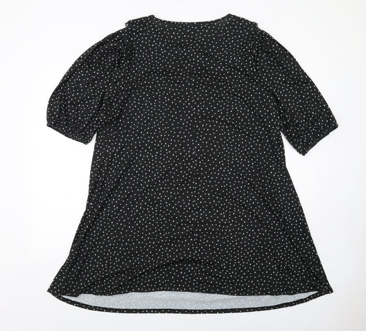 Capsule Womens Black Geometric Polyester A-Line Size 16 Collared Pullover - Heart Print