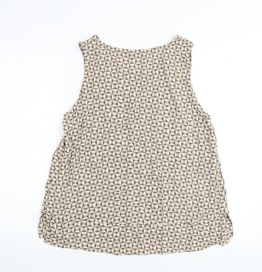 M&Co Womens Brown Geometric Viscose Basic Tank Size 18 Round Neck