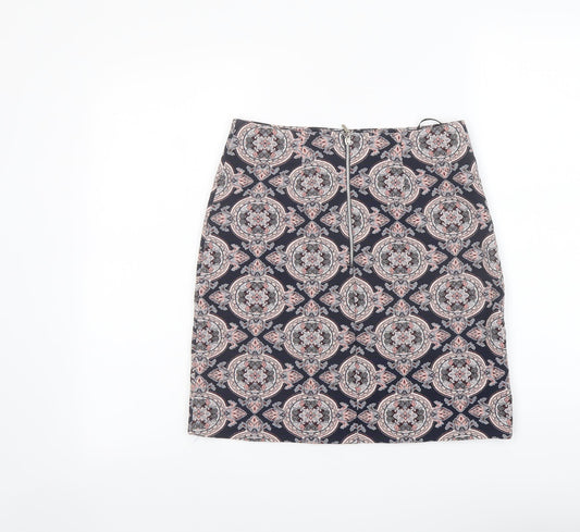 Dorothy Perkins Womens Multicoloured Geometric Polyester A-Line Skirt Size 8 Zip