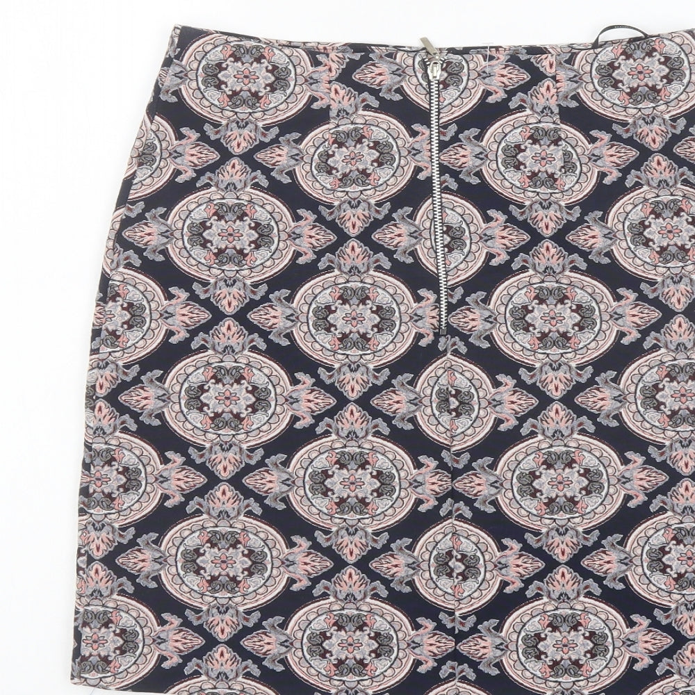 Dorothy Perkins Womens Multicoloured Geometric Polyester A-Line Skirt Size 8 Zip