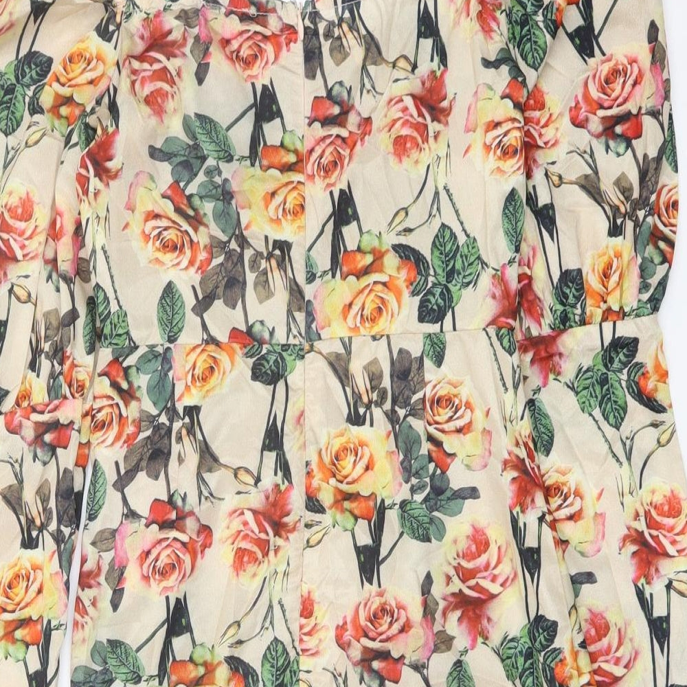 PRETTYLITTLETHING Womens Multicoloured Floral Polyester Mini Size 6 Square Neck Zip