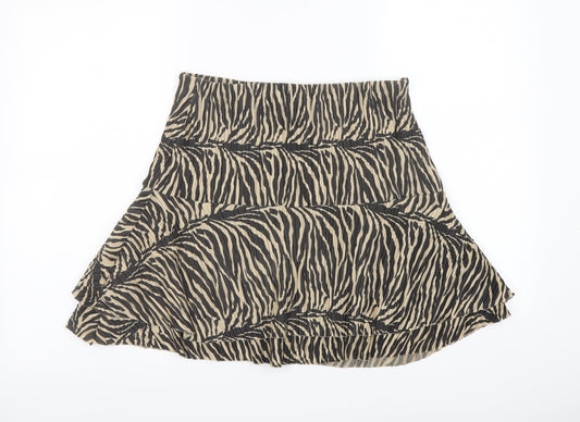 I SAW IT FIRST Womens Beige Animal Print Polyester Skater Skirt Size 12 - Tiger pattern