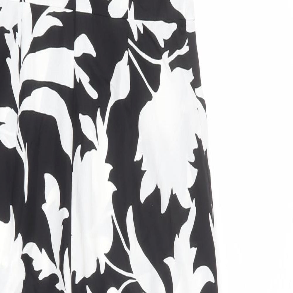 Oasis Womens Black Floral Polyester Jumpsuit One-Piece Size 8 L28 in Button