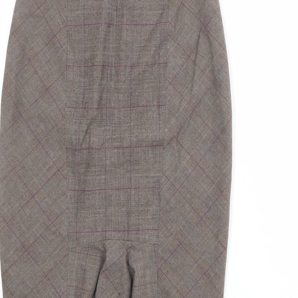 NEXT Womens Brown Plaid Polyester Straight & Pencil Skirt Size 6 Zip