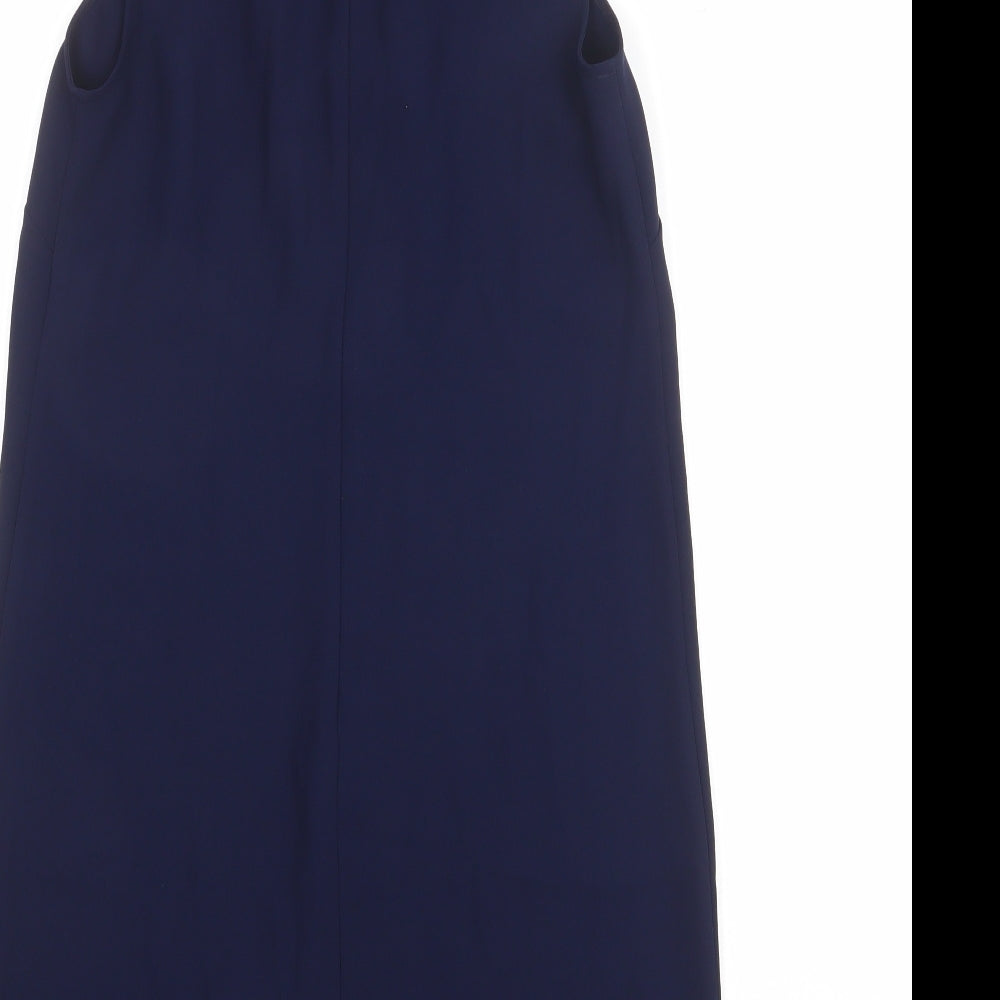 Limited Edition Womens Blue Polyester Tank Dress Size 8 Round Neck Zip