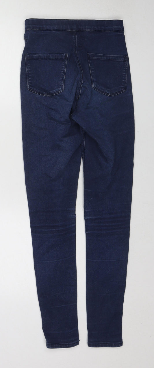 Topshop Womens Blue Cotton Skinny Jeans Size 28 L32 in Regular Zip