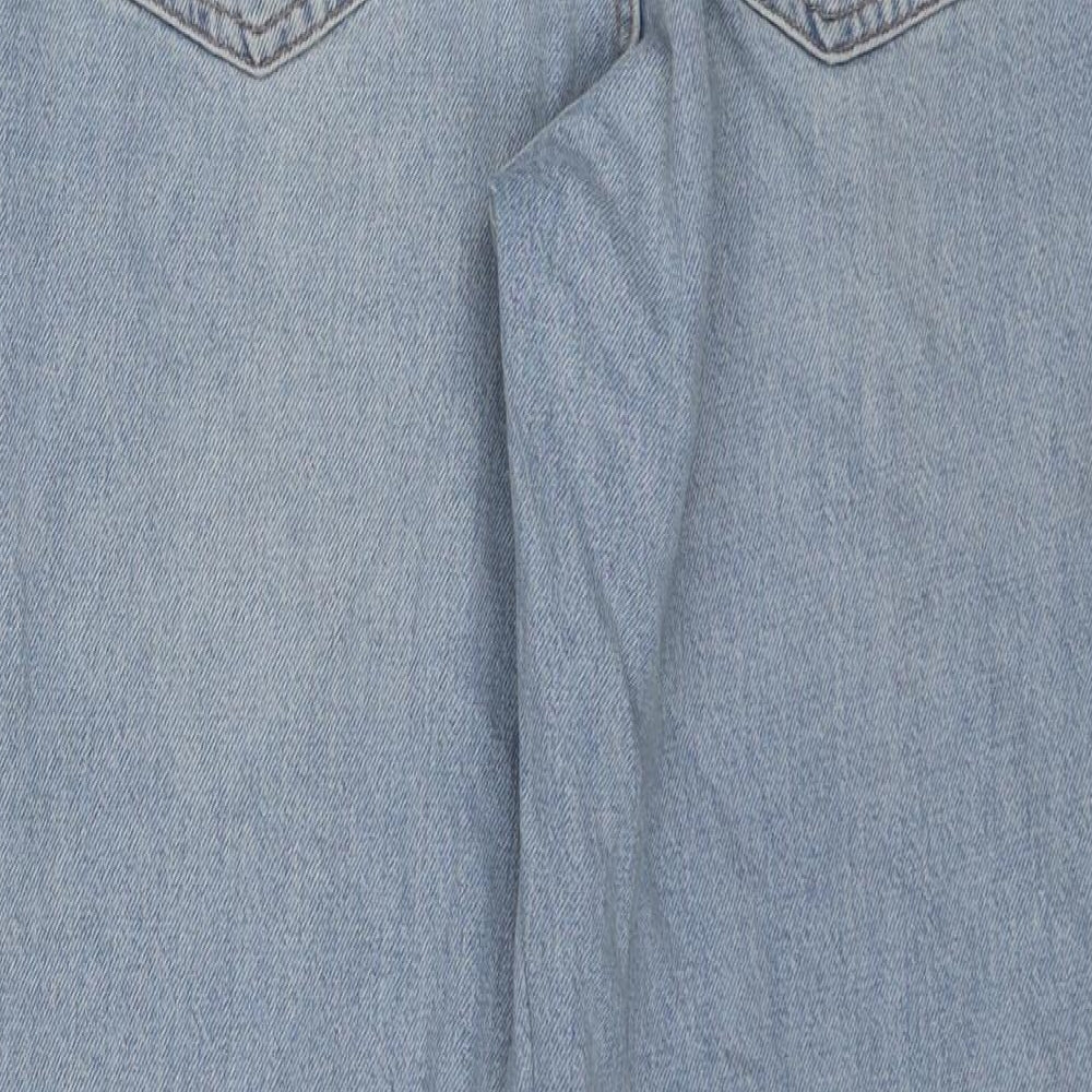 ASOS Womens Blue Cotton Straight Jeans Size 28 L30 in Regular Zip - Raw Hem