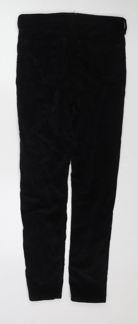 Topshop Womens Black Cotton Trousers Size 30 in L32 in Regular Zip