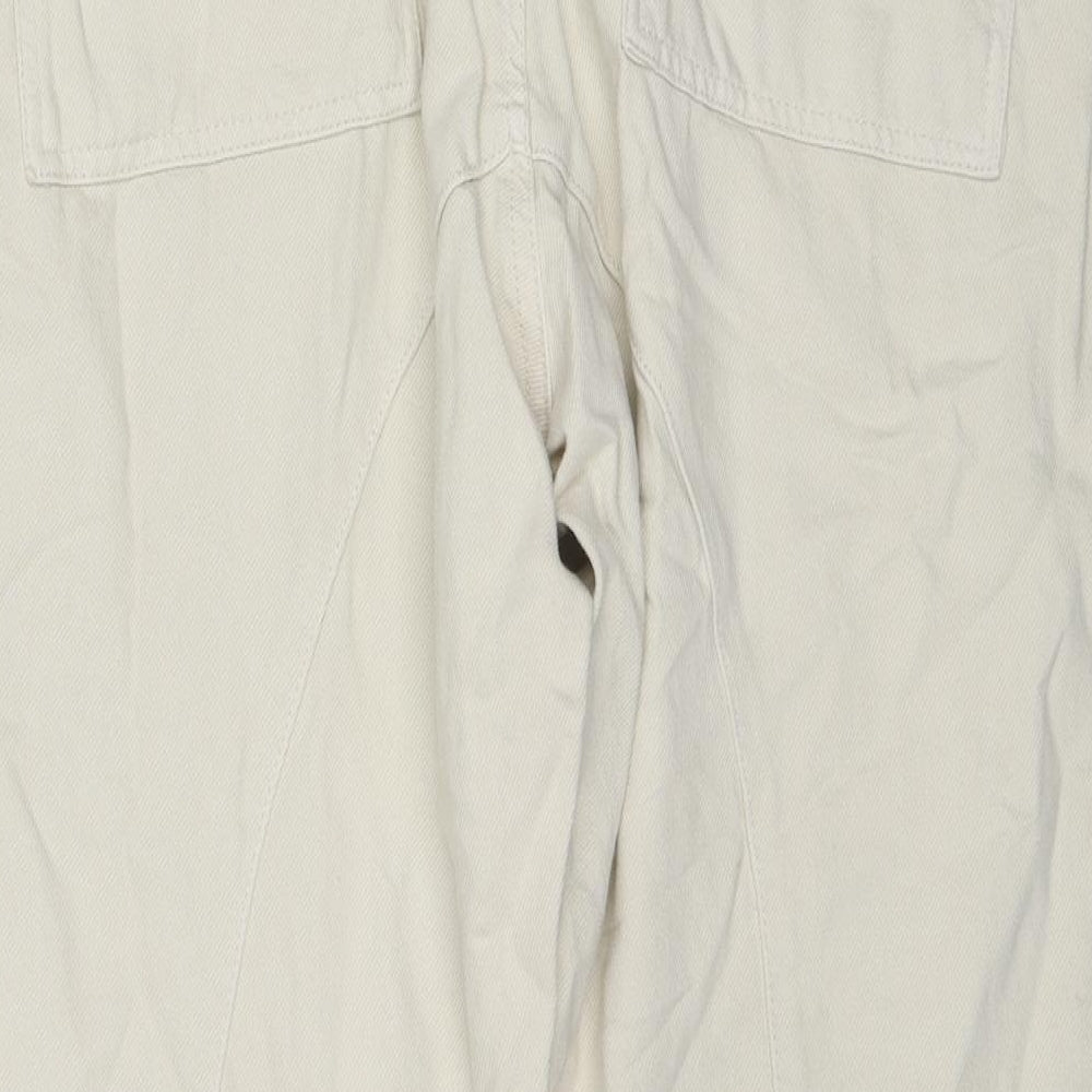 Zara Womens Ivory Cotton Straight Jeans Size 2XL L25 in Regular Zip