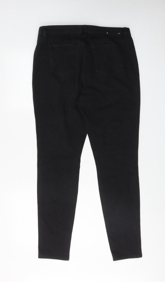 Uniqlo Womens Black Cotton Skinny Jeans Size 32 in L30 in Regular Button